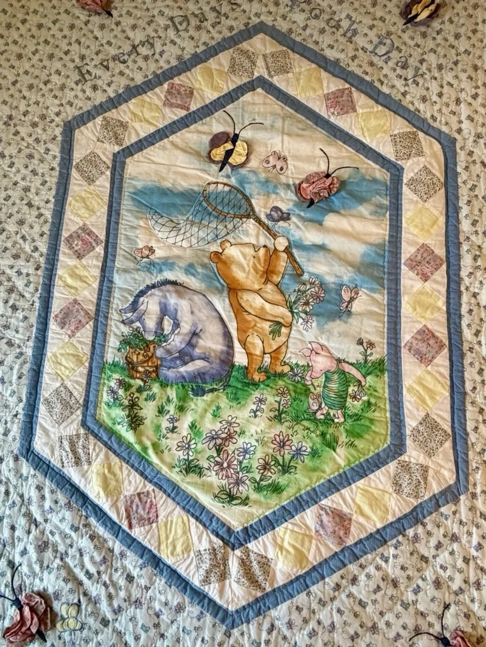 Vintage Disney Winnie the Pooh Quilt Twin Size C&F Enterprises